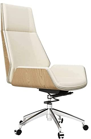 Rieort Bürostuhl Bürostuhl aus echtem Leder, Computerstuhl, bequemes Kissen, Schreibtischstuhl, höhenverstellbar, Chefsessel, Chefsessel Komfortabel