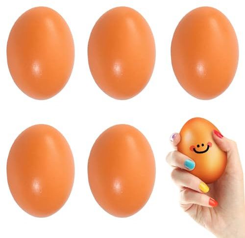 KARELLS Huevos de Madera, Huevos Falsos para Gallinas, 5 Piezas Huevos Simulados, Huevos Falsos Gallinas, Huevos Artificiales, Huevos Falsos Realistas, Huevos De Gallina De Madera