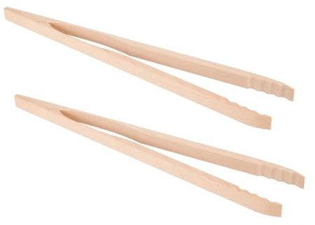 Grillzange Holz 48 cm 2er Set Buchenholz Grillbesteck Natur Küchenzange | BURI Grillzange aus unbehandeltem Holz, extra lang für BBQ, Fleisch und Gemüse, robust und nachhaltig verarbeitet