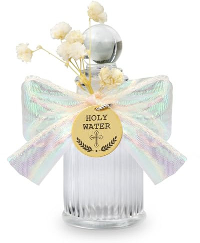 free-space Botella de Agua bendita, Botella de Agua de Vidrio vacía Religiosa católica Cristiana para Regalo de Recuerdo de Fiesta de Bautismo de Boda de Iglesia (1pcs Glass Bottle)