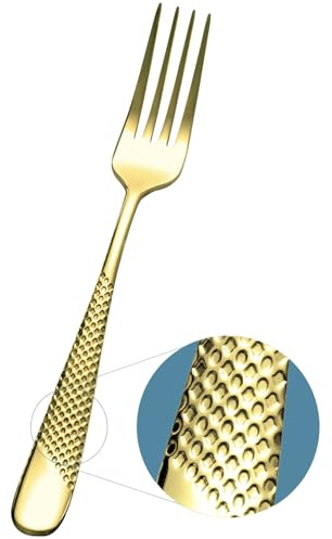 Xideman® Tenedores de cena, 6 piezas 18/10 de acero inoxidable, 20.5 cm pequeños tenedores para servir (Champán Dorado)