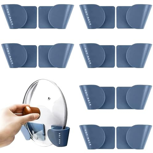 GVPOELR Lot de 6 supports muraux pour couvercles de casseroles, cuisine, bleu