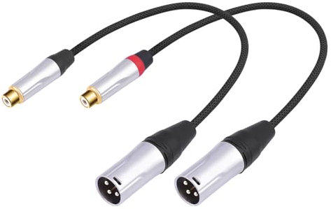 HUALEU Confezione da 2 cavi audio da RCA femmina a XLR maschio a 3 pin; bilanciamento XLR maschio a RCA femmina non bilanciato, mixer, amplificatore di potenza, cavo lettore audio