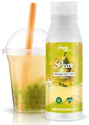 Inspire Food Original Fruit Syrup for Bubble Tea Mix - 300ml | Pear Syrup for Bubble Tea, Boba Tea, Smoothies, Slushes & Ice-Blended | 100% Vegan, Gluten-Free