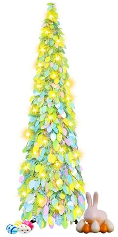 Osterbaum, 150m Oster LED Baum Deko, Birke Lichterbaum Innen mit Warmweißer LEDs Licht, mit Metallständer, Abnehmbar, Groß Künstliche Bäume, Wunschbaum, Hochzeit Dekobaum (Ei-Stil)