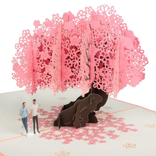 Couple Peach Blossoms For Gay Pop Up, Paper Flower Bouquet Greeting Card with Blank Note Card & Envelope, gift for celebrate Love, Birthday, Anniversary, Wedding, Engagement, Bridal Shower