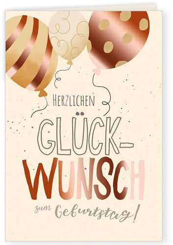 GreenLine Glückwunschkarte zum Geburtstag | 1 Stück mit Umschlag | Geburtstagskarte | hochwertige Klappkarte aus 100% baumfreien Zuckerrohrpapier | Plastikfreie Verpackung | 11,5 x 17 cm