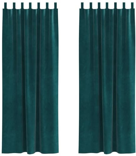 vidaXL Dunkelgrüne Tab-Top-Vorhänge 140 X 225 cm Lichtfilternde Vorhänge für Türen und Fenster Innenbereich Glatter Polyesterstoff Wohnkultur Paneele Türen Privatsphäre Raumverdunkelnde Schlafzimmer.