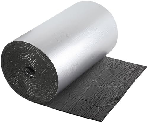 Putentfun 7mm Self Adhesive Aluminium Foil Insulation,Thermal Soundproof Cotton Layer, Heat Reflector & Radiant Barrier, Foil Insulation Roll for Roofs, Walls & Camper, 0.25 x 5m (2.5㎡)