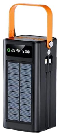 50000mAh Solar Portable Charger, 120W Fast Charging Bank with Built-In Cables, LED Light, 4 Outputs and 3 Inputs, Heavy-Duty Rechargeable Battery for Phones Tablets Camping Hiking Travel Outdoor