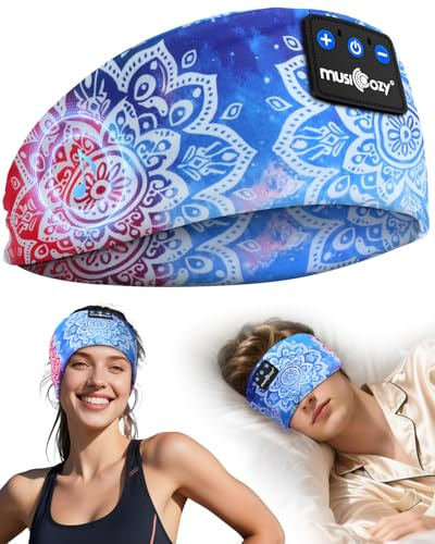 MUSICOZY Sleep Headphones Headband for Side Sleepers Bluetooth 5.4 | Comfortable Headband Headphones With Ultra-Thin Speakers. Perfect For Light/Hot Sleepers, Sport, Travel, Nap & Relaxation