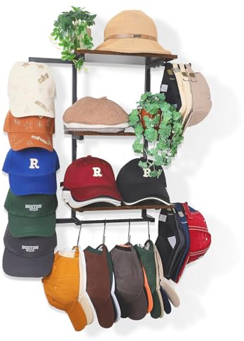 VINCOURNA Porta Cappelli Da Parete, Appendi Cappelli Con Mensole Multilivello, Può Contenere Fino A 100 Cappellini Da Baseball E Cappelli, Porta Cappellini Con Visiera Per Camera Da Letto, Ingresso