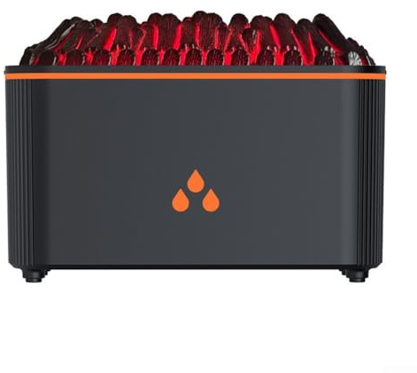 Mini humidificador de aire grande de 14 cm con función de difusor de aroma, efecto de llama simulada, funcionamiento silencioso para dormitorio, sala de estar u oficina, diseño de mesa pequeño para el