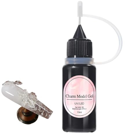 Gel de Modelage pour Ongles - 10 ML Transparent, Adhésif de Modelage à l'Effet Charmant - Gel de Construction 3D pour Ongles - Pour Extension, Peinture, Couleurs, Gemme, Paillettes, Design, Débutant,