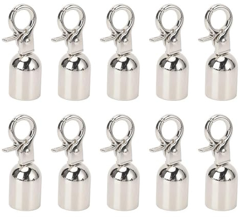 Changor Multifunktionale Seil-Endkappe, Hervorragende Zinklegierungskonstruktion für Taschenanhänger, 10 Sets (Silber)