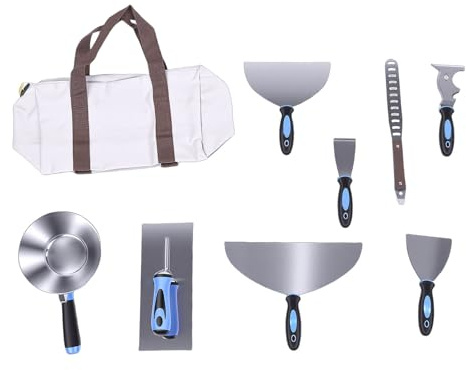 Oreilet Kit di Attrezzi Manuali per Cartongesso, Set di Spatole in Acciaio Inossidabile, Vaschetta per Fango, Raschietto Finitura Piatta, Spatola Pittore, Raschietto per Intonaco