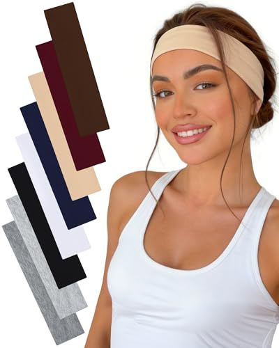Haarband Damen, Stirnband Damen Sport, Stirnbänder Elastische & Antirutsch, Haarbänder Dünn, Atmungsaktiv Breites Headband, Haarbänder für Yoga, Fitness, Workout