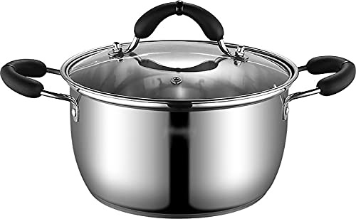 Stock Pot/Steamer 304 Stainless Steel Thickened Household Cooking and stewing Porridge Milk Pot Gas Induction Cooker, 24cm