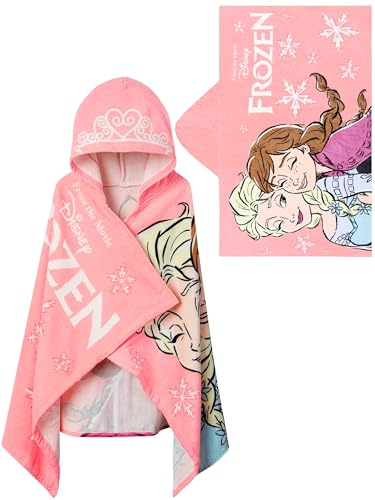 Disney Telo mare Frozen per bambine con Elsa e Anna, Asciugamano Indossabile Per Piscina e Spiaggia, Rosa, Taglia Unica