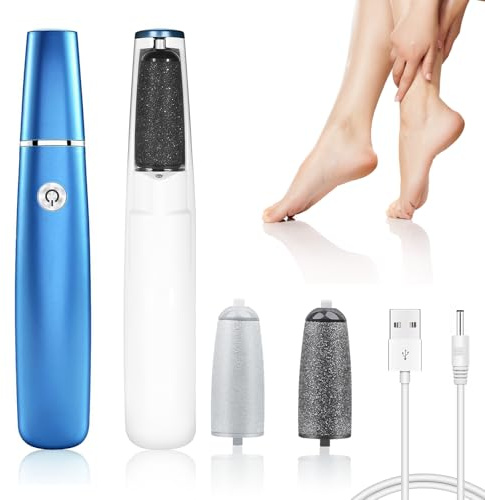 Pedicure Elettrico Professionale per Piedi, Rimuovi Calli Ricaricabile con LED, 2 Velocità, Rulli Grosso/Fine, Lima 360° per Talloni e Pelle Ruvida, 90 Min(Blu)
