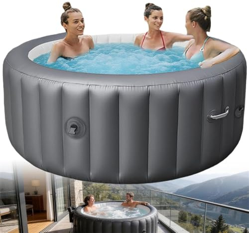 Bärbar Utomhusbubbelpool För 2-4 Personer | 183x71cm Uppblåsbar Bubbelpoolmassagespa Med 150 Luftstrålar, Utomhusbubbelpool Med Filter Och Isolerat Skydd