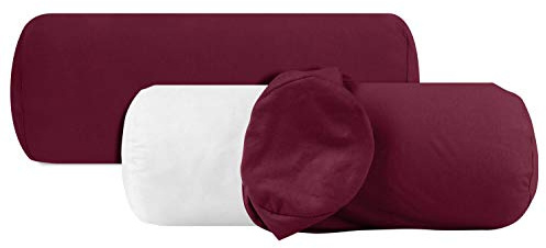 npluseins 2er-Pack Jersey Nackenrollen Baumwollbezug, 40 x 15 cm, Bordeaux | Öko-Tex Standard 100, Reißverschluss, formstabil, strapazierfähig, angenehm weich, waschbar bis 60 °C