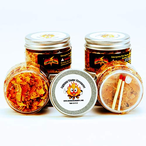 LIGHTNIN'FLAME FIRESTARTER 6 Emergency fire-Starter Survival Kits - Great for Backpacking, Hiking, Hunting, Fishing, Boating, Vehicles, Outdoors, and More.