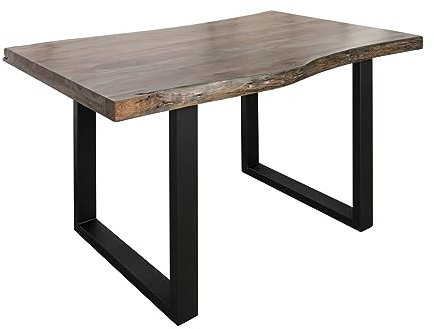MASSIVMOEBEL24.DE Baumtisch Akazie 140x90x77 grau lackiert/U-Beine anthrazit matt Freeform 5