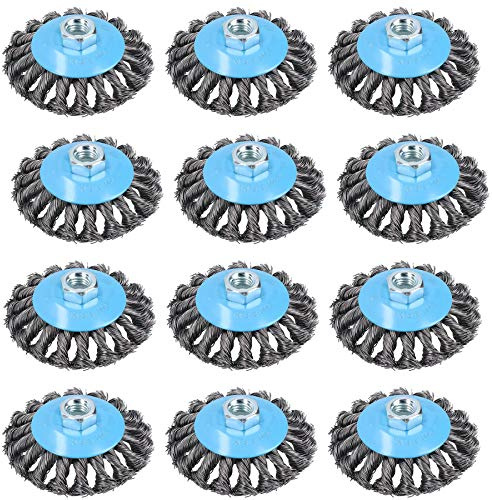 Lot de 12 brosses métalliques pour retirer la peinture de la rouille et les nœuds torsadés pour meuleuses d'angle de 10,2 cm