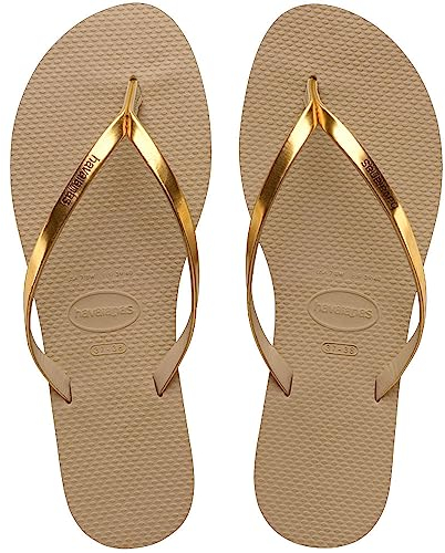 Havaianas Damen You Bequeme, stylische und vielseitige Sandalen, Dünne Riemen Finish, Kleiner Absatz, Golden Sand Metallic