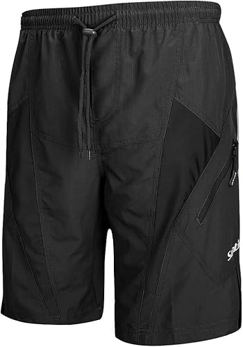 Santic Shorts de vélo pour Hommes，Séchage Rapide Cuissard pour Cycliste avec 4D Rembourrage Pantalons Court de Vélo pour Jogging VTT Randonnée Montagne ou Route Sports Respirants,Noir XXXL