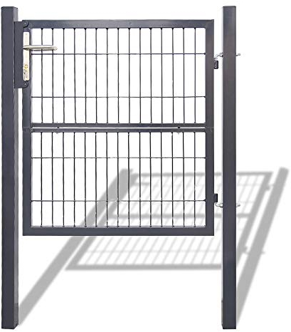 EINFEBEN - Cancello da giardino in acciaio zincato, con serratura maniglia e chiave, colore antracite (100 x 100 cm)