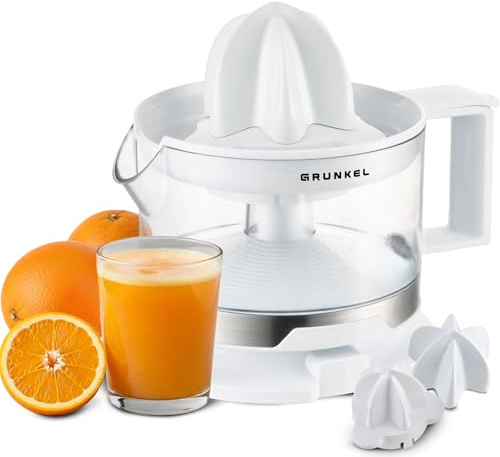 Grunkel - Exprimidor de naranjas y cítricos eléctrico - XP-545BL - Dos conos intercambiables, regulador de pulpa 5 niveles, doble giro, jarra extraíble de 500 ml y desmontable fácil limpieza - 40W