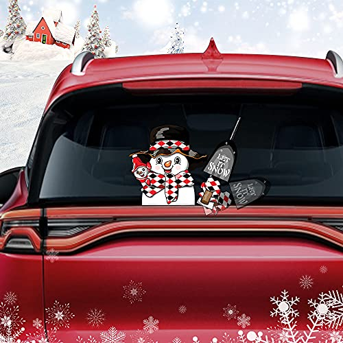 Vesvory Christmas Snowman Decoration Rear Wiper Sticker, Snowman Waving Arm Car Sticker for Rear Window Windshield Xmas Car Accessories (Snowman Sweeping Snow)