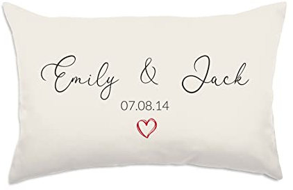 rucomfy Fibre Filled Custom Gift Cushion for Him or Her - Personalised Name and Date Home Decor Picture Throw Pillow for Birthday Wedding Anniversary - Cream (60 x 40cm)