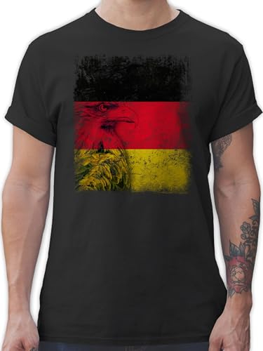 T-Shirt Herren - Fußball EM - Deutschland WM Adler Flagge Germany - 5XL - Schwarz - Deutschland-t-Shirt Fussball Shirt männer Europameisterschaft deutsche Tshirt Deutschland-Fanartikel