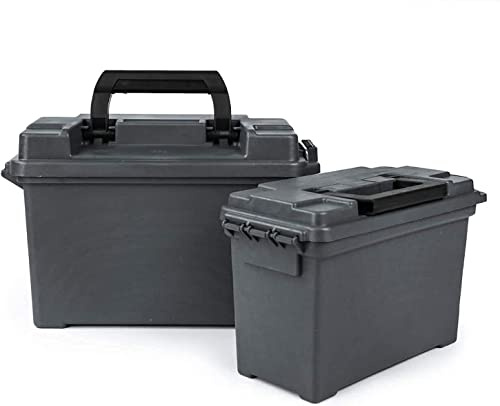 VicBre 2PC Ammo Storage, Plastic Ammo Storage Box, Lockable Waterproof Ammo Organizer Can for Pistol, Rifle, Shotgun