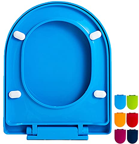 Dawafit Kunststoff-Toilettensitz Mit Absenkautomatik, Badezimmerfamilie, Strapazierfähiger Schnellverschluss-Toilettensitz In Standardgröße Mit Verstellbarer Vorrichtung/Blue