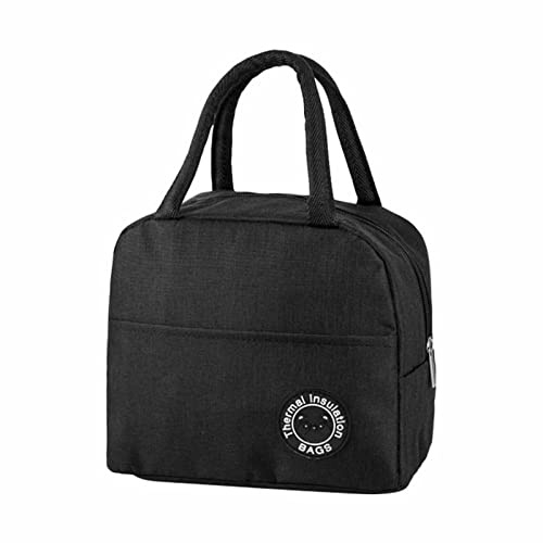 Lunchtasche Kühltasche klein, Leicht Lunch Tasche Isoliertasche zur Arbeit Schule Faltbar Wasserdicht Lunchbag Reißverschluss Kühlbox Mini Thermotasche Lunchtasche Mittagessen Tasche (Black, One Size)