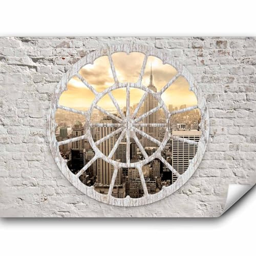 murando Fototapete Premium-Vlies New York 500x350cm Foto Tapete Schlafzimmer Wohnzimmer Vliestapete XXL Wandtapete Motivtapeten Bildtapete 3d Effekt Wand Dekoration Flur Wand City Stadt Ziegel Holz