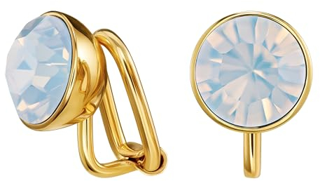 Traveller Ohrclip - Solitair - Kristall opal weiss - 22kt vergoldet - 157662