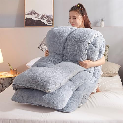 Lammsamt Stoff Wintersteppdecke, warme Kaschmirdecke hygroskopisch atmungsaktive Bettdecke Einzel-Doppelbett, Wolle Herbst und Winter verdickte warme Steppdecke Home B&B (Farbe: Grau, Größe: 1,5 x 2,0