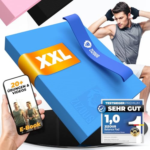ZIZOUS® Balance Pad - Premium Balance Kissen für Gleichgewichtsübungen - Rutschfestes Balancekissen Physiotherapie Yoga Pilates - Robustes Gleichgewichtskissen inkl Ebook - Balance Kissen groß