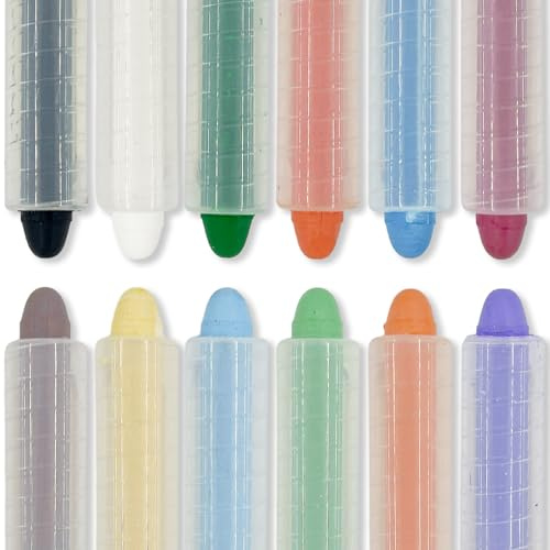 Tixlux 12 pezzi di gesso senza polvere per bambini, gessetti per bambini non tossici, gesso lavabile con supporto per lavagna, disegno, scrittura, gioco all'aperto