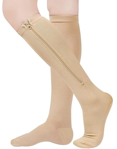Mdrcg Kompressionsstrümpfe Damen Herren,Klasse 2 Stützstrümpfe Mit Reißverschluss Compression Socks, Waden Kompression Für Krampfadern, Ödeme, Genesung, Schwangere
