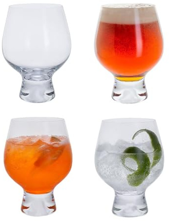 Dartington Crystal Flexi Multi-Use Glasses, Set of 4 – Everyday Drinking Glasses for Beer, Spirits and Cocktails