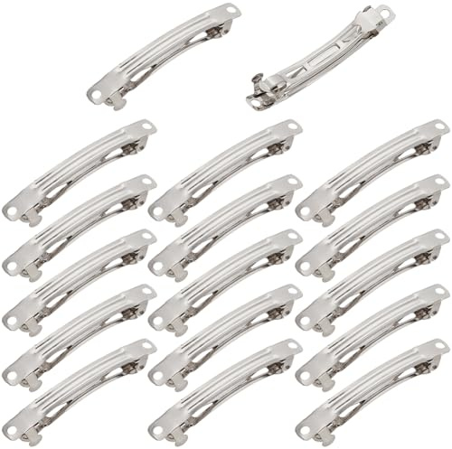 SUNNYCLUE 50 barrette Française Argentée avec Pince à Cheveux Vierge en Métal et Fer Simple Rectangulaire avec Nœud Uni pour Queue de Cheval Fermoirs pour Travaux Manuels Nœuds Porte Cheveux Accessoir