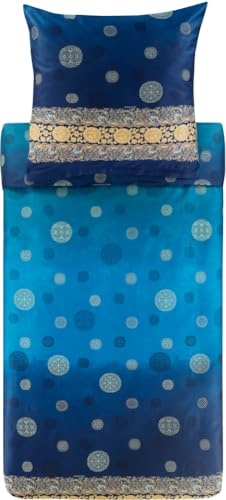 Bassetti PALLAVICINO Bettwäsche + 1 Kissenhülle aus 100% Baumwollsatin in der Farbe Blau B1, Maße: 155x220 + 1 K 80x80 cm - 9329916