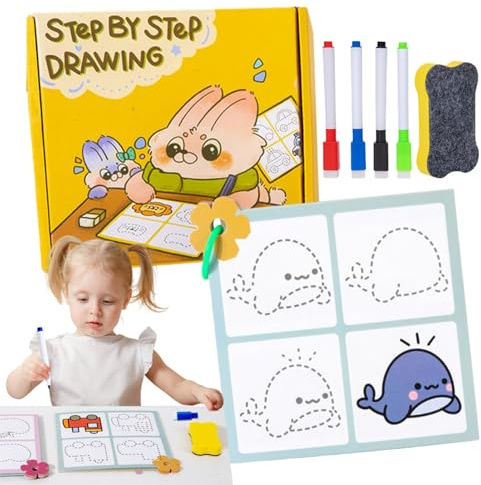 Trocken abwischbares Stift-Kontrollbuch, Stift-Kontroll-Schulungsbuch | Aktivitätsbuch zur Stiftkontrolle im Vorschulalter | Trainingsbuch für Kinder ab 3 Jahren, Lernspielzeug, Lernaktivitäten