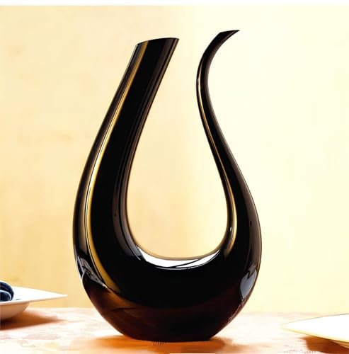Lot de 2 verres à vin noirs à décanter - 473,6 g - Verres à champagne en forme de U - Carafe à vin vintage - Pour griller un anniversaire, un mariage, Noël (carafe)